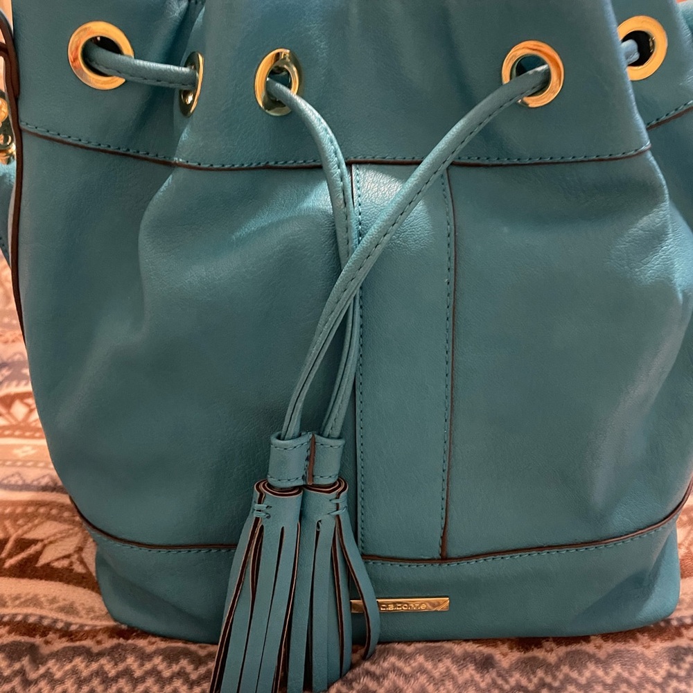 Liz Claiborne Teal Leather Hobo Bag with Gold Accents